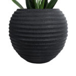 GloboStar® Artificial Garden ILAEIRA 20712 Επιδαπέδιο Πολυεστερικό Τσιμεντένιο Κασπώ Γλάστρα – Flower Pot Μαύρο Φ71 x Υ64cm