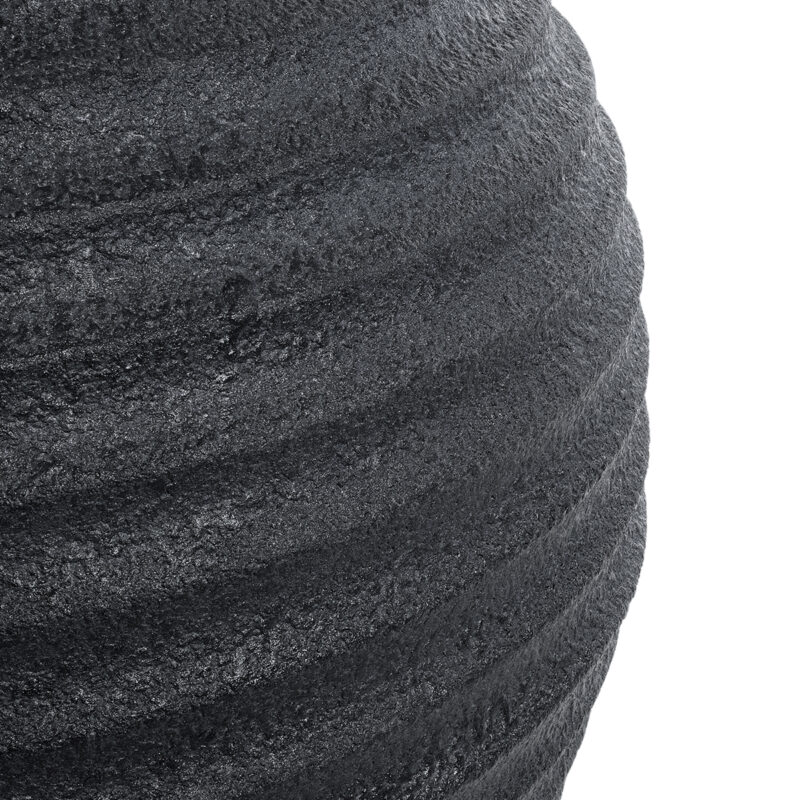 GloboStar® Artificial Garden ILAEIRA 20712 Επιδαπέδιο Πολυεστερικό Τσιμεντένιο Κασπώ Γλάστρα – Flower Pot Μαύρο Φ71 x Υ64cm