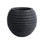 GloboStar® Artificial Garden ILAEIRA 20713 Επιδαπέδιο Πολυεστερικό Τσιμεντένιο Κασπώ Γλάστρα – Flower Pot Μαύρο Φ58 x Υ53cm