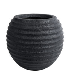 GloboStar® Artificial Garden ILAEIRA 20713 Επιδαπέδιο Πολυεστερικό Τσιμεντένιο Κασπώ Γλάστρα – Flower Pot Μαύρο Φ58 x Υ53cm