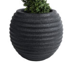 GloboStar® Artificial Garden ILAEIRA 20713 Επιδαπέδιο Πολυεστερικό Τσιμεντένιο Κασπώ Γλάστρα – Flower Pot Μαύρο Φ58 x Υ53cm