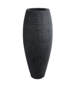 GloboStar® Artificial Garden NASHVILLE 20714 Επιδαπέδιο Πολυεστερικό Τσιμεντένιο Κασπώ Γλάστρα – Flower Pot Μαύρο Φ45 x Υ114cm