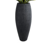 GloboStar® Artificial Garden NASHVILLE 20714 Επιδαπέδιο Πολυεστερικό Τσιμεντένιο Κασπώ Γλάστρα – Flower Pot Μαύρο Φ45 x Υ114cm