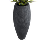 GloboStar® Artificial Garden NASHVILLE 20714 Επιδαπέδιο Πολυεστερικό Τσιμεντένιο Κασπώ Γλάστρα – Flower Pot Μαύρο Φ45 x Υ114cm