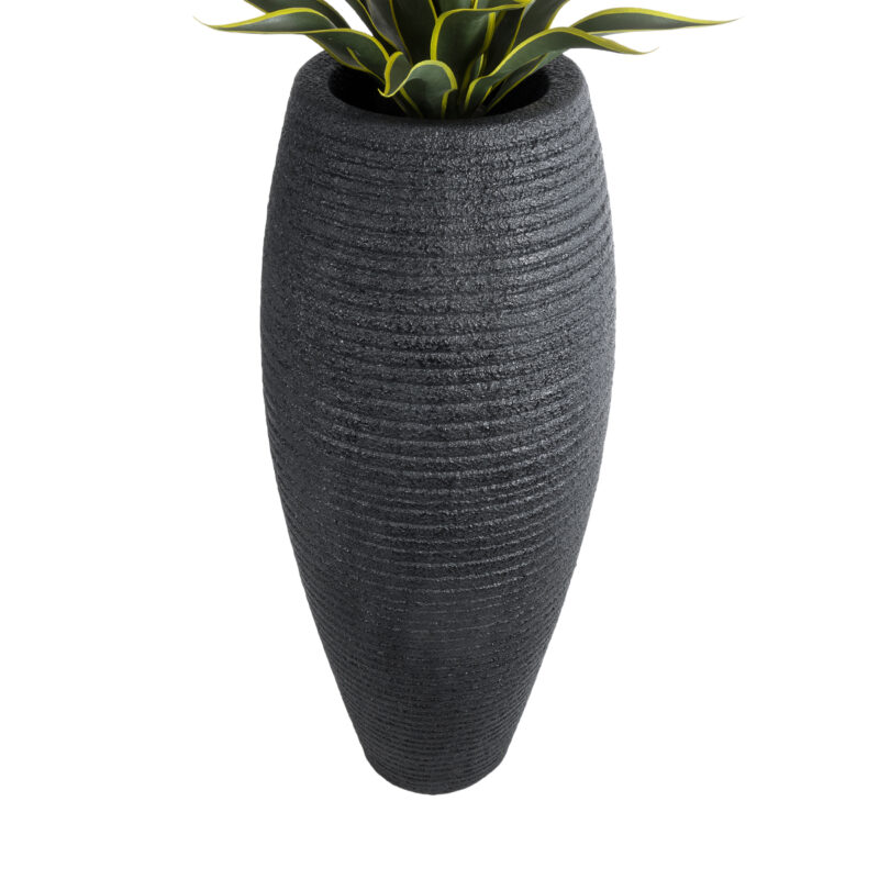 GloboStar® Artificial Garden NASHVILLE 20714 Επιδαπέδιο Πολυεστερικό Τσιμεντένιο Κασπώ Γλάστρα – Flower Pot Μαύρο Φ45 x Υ114cm