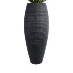 GloboStar® Artificial Garden NASHVILLE 20714 Επιδαπέδιο Πολυεστερικό Τσιμεντένιο Κασπώ Γλάστρα – Flower Pot Μαύρο Φ45 x Υ114cm