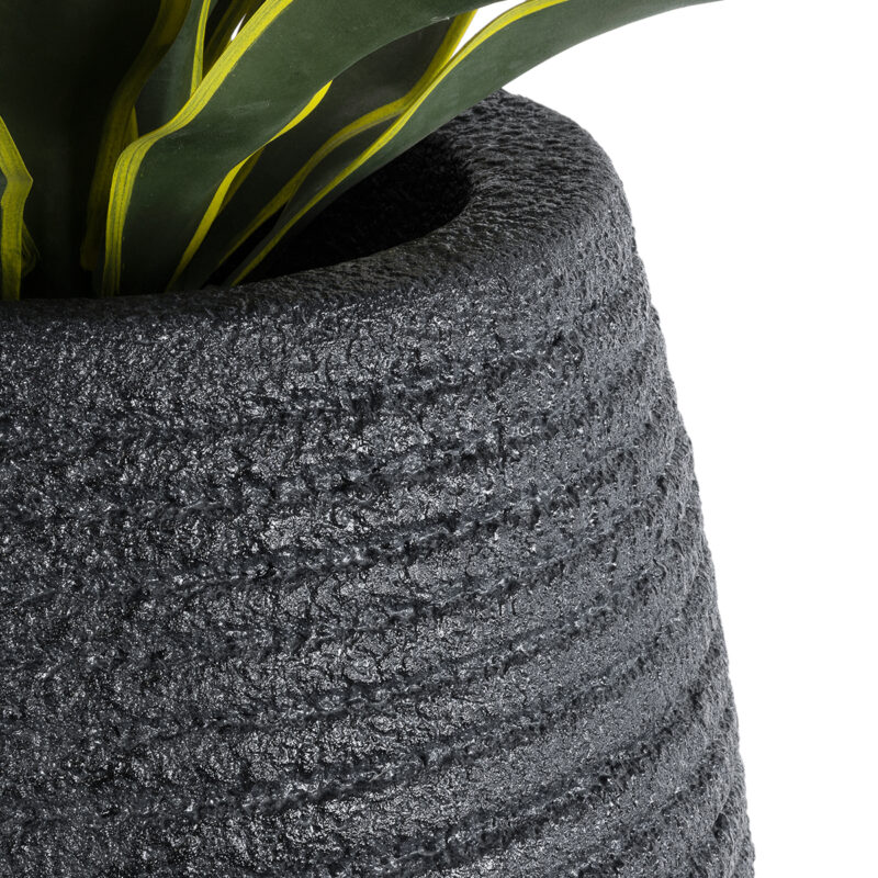 GloboStar® Artificial Garden NASHVILLE 20714 Επιδαπέδιο Πολυεστερικό Τσιμεντένιο Κασπώ Γλάστρα – Flower Pot Μαύρο Φ45 x Υ114cm