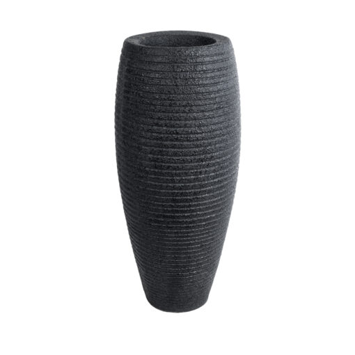 GloboStar® Artificial Garden NASHVILLE 20715 Επιδαπέδιο Πολυεστερικό Τσιμεντένιο Κασπώ Γλάστρα – Flower Pot Μαύρο Φ35 x Υ85cm