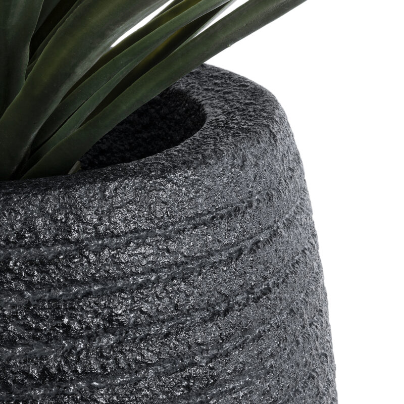 GloboStar® Artificial Garden NASHVILLE 20715 Επιδαπέδιο Πολυεστερικό Τσιμεντένιο Κασπώ Γλάστρα – Flower Pot Μαύρο Φ35 x Υ85cm