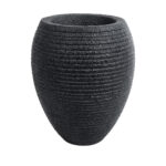 GloboStar® Artificial Garden NASHVILLE 20716 Επιδαπέδιο Πολυεστερικό Τσιμεντένιο Κασπώ Γλάστρα – Flower Pot Μαύρο Φ40 x Υ50cm
