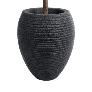 GloboStar® Artificial Garden NASHVILLE 20716 Επιδαπέδιο Πολυεστερικό Τσιμεντένιο Κασπώ Γλάστρα – Flower Pot Μαύρο Φ40 x Υ50cm