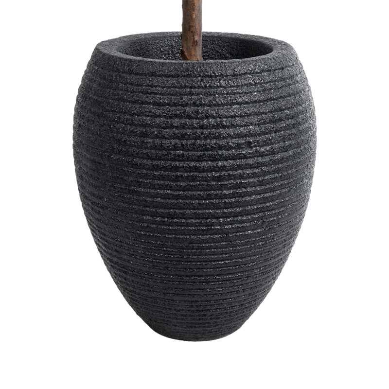 GloboStar® Artificial Garden NASHVILLE 20716 Επιδαπέδιο Πολυεστερικό Τσιμεντένιο Κασπώ Γλάστρα – Flower Pot Μαύρο Φ40 x Υ50cm