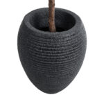 GloboStar® Artificial Garden NASHVILLE 20716 Επιδαπέδιο Πολυεστερικό Τσιμεντένιο Κασπώ Γλάστρα – Flower Pot Μαύρο Φ40 x Υ50cm