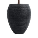 GloboStar® Artificial Garden NASHVILLE 20716 Επιδαπέδιο Πολυεστερικό Τσιμεντένιο Κασπώ Γλάστρα – Flower Pot Μαύρο Φ40 x Υ50cm