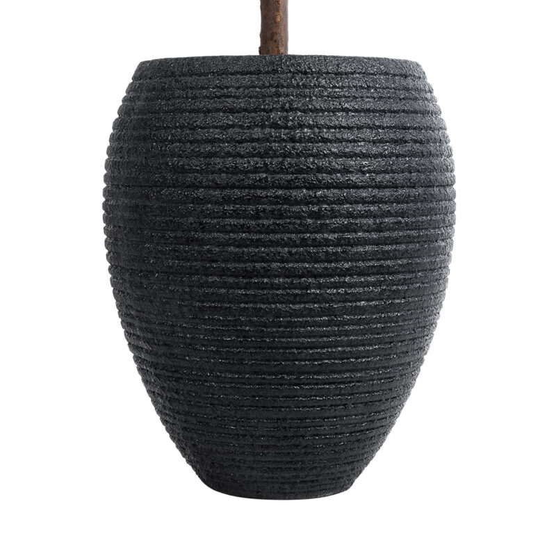 GloboStar® Artificial Garden NASHVILLE 20716 Επιδαπέδιο Πολυεστερικό Τσιμεντένιο Κασπώ Γλάστρα – Flower Pot Μαύρο Φ40 x Υ50cm