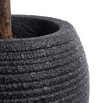 GloboStar® Artificial Garden NASHVILLE 20716 Επιδαπέδιο Πολυεστερικό Τσιμεντένιο Κασπώ Γλάστρα – Flower Pot Μαύρο Φ40 x Υ50cm