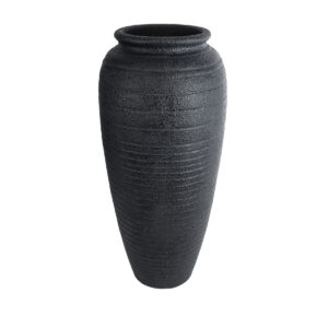 GloboStar® Artificial Garden OLYMPIA 20717 Επιδαπέδιο Πολυεστερικό Τσιμεντένιο Κασπώ Γλάστρα – Flower Pot Μαύρο Φ55 x Υ120cm