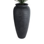 GloboStar® Artificial Garden OLYMPIA 20717 Επιδαπέδιο Πολυεστερικό Τσιμεντένιο Κασπώ Γλάστρα – Flower Pot Μαύρο Φ55 x Υ120cm