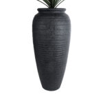 GloboStar® Artificial Garden OLYMPIA 20717 Επιδαπέδιο Πολυεστερικό Τσιμεντένιο Κασπώ Γλάστρα – Flower Pot Μαύρο Φ55 x Υ120cm