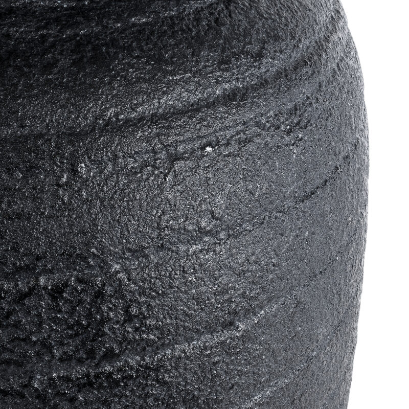 GloboStar® Artificial Garden OLYMPIA 20717 Επιδαπέδιο Πολυεστερικό Τσιμεντένιο Κασπώ Γλάστρα – Flower Pot Μαύρο Φ55 x Υ120cm