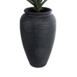 GloboStar® Artificial Garden OLYMPIA 20718 Επιδαπέδιο Πολυεστερικό Τσιμεντένιο Κασπώ Γλάστρα – Flower Pot Μαύρο Φ55 x Υ90cm