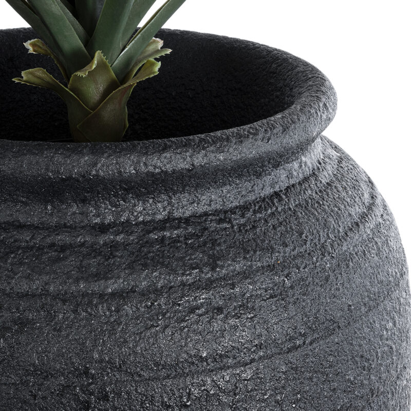 GloboStar® Artificial Garden OLYMPIA 20718 Επιδαπέδιο Πολυεστερικό Τσιμεντένιο Κασπώ Γλάστρα – Flower Pot Μαύρο Φ55 x Υ90cm