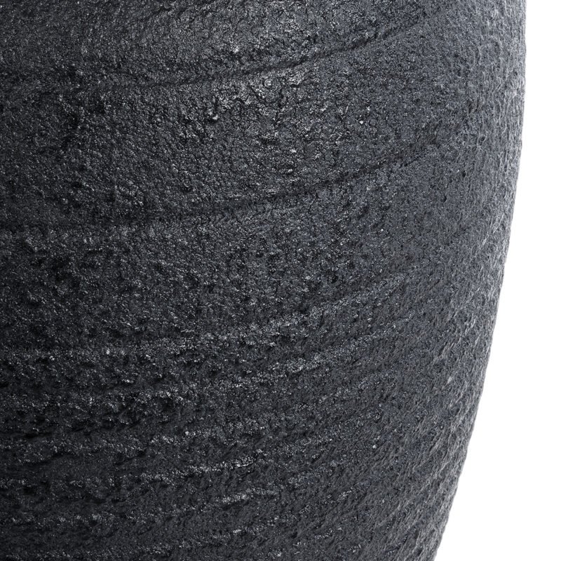 GloboStar® Artificial Garden OLYMPIA 20718 Επιδαπέδιο Πολυεστερικό Τσιμεντένιο Κασπώ Γλάστρα – Flower Pot Μαύρο Φ55 x Υ90cm