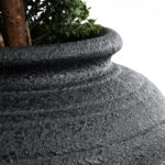 GloboStar® Artificial Garden OLYMPIA 20719 Επιδαπέδιο Πολυεστερικό Τσιμεντένιο Κασπώ Γλάστρα – Flower Pot Μαύρο Φ55 x Υ60cm