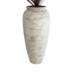 GloboStar® Artificial Garden IRISH 20720 Επιδαπέδιο Πολυεστερικό Τσιμεντένιο Κασπώ Γλάστρα – Flower Pot Μπεζ με Γκρι Φ55 x Υ120cm