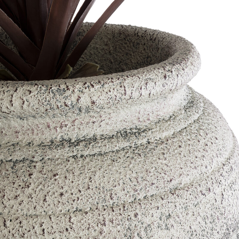 GloboStar® Artificial Garden IRISH 20720 Επιδαπέδιο Πολυεστερικό Τσιμεντένιο Κασπώ Γλάστρα – Flower Pot Μπεζ με Γκρι Φ55 x Υ120cm