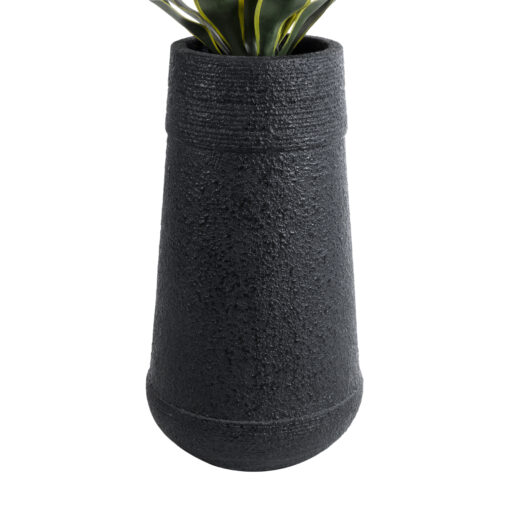 GloboStar® Artificial Garden JAKLIN 20723 Επιδαπέδιο Πολυεστερικό Τσιμεντένιο Κασπώ Γλάστρα – Flower Pot Μαύρο Φ34 x Υ62cm