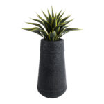 GloboStar® Artificial Garden JAKLIN 20723 Επιδαπέδιο Πολυεστερικό Τσιμεντένιο Κασπώ Γλάστρα – Flower Pot Μαύρο Φ34 x Υ62cm