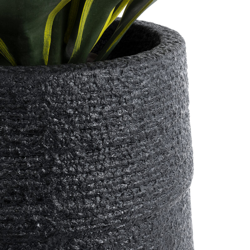 GloboStar® Artificial Garden JAKLIN 20723 Επιδαπέδιο Πολυεστερικό Τσιμεντένιο Κασπώ Γλάστρα – Flower Pot Μαύρο Φ34 x Υ62cm