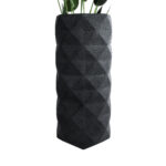 GloboStar® Artificial Garden GENOVA 20724 Επιδαπέδιο Πολυεστερικό Τσιμεντένιο Κασπώ Γλάστρα – Flower Pot Μαύρο Φ40 x Υ90cm