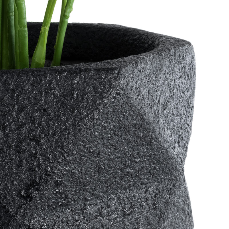 GloboStar® Artificial Garden GENOVA 20724 Επιδαπέδιο Πολυεστερικό Τσιμεντένιο Κασπώ Γλάστρα – Flower Pot Μαύρο Φ40 x Υ90cm