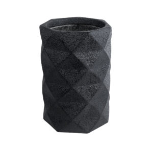 GloboStar® Artificial Garden GENOVA 20725 Επιδαπέδιο Πολυεστερικό Τσιμεντένιο Κασπώ Γλάστρα – Flower Pot Μαύρο Φ40 x Υ90cm