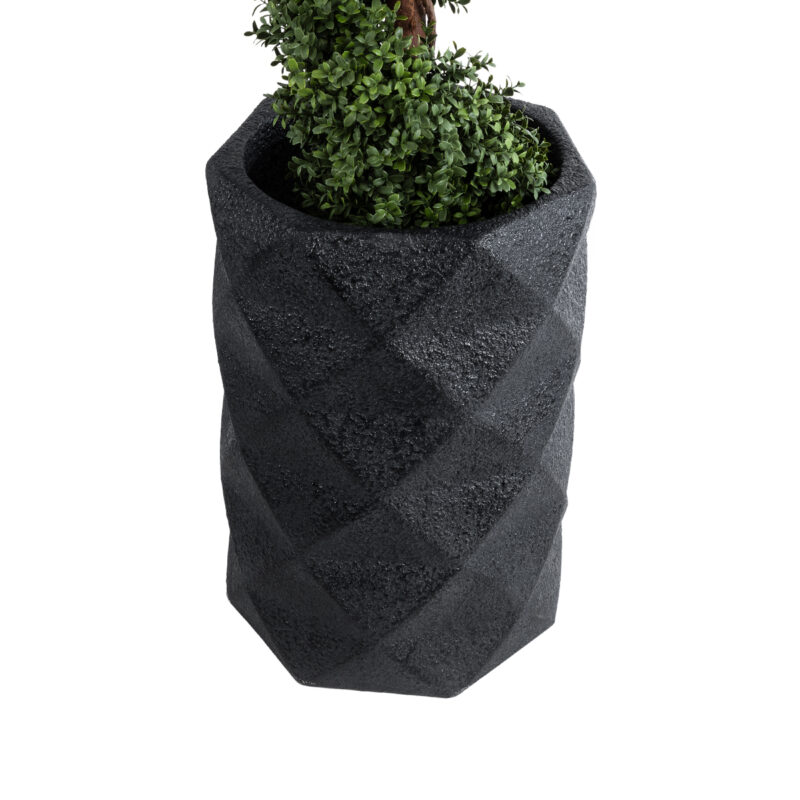 GloboStar® Artificial Garden GENOVA 20725 Επιδαπέδιο Πολυεστερικό Τσιμεντένιο Κασπώ Γλάστρα – Flower Pot Μαύρο Φ40 x Υ90cm