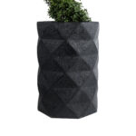 GloboStar® Artificial Garden GENOVA 20725 Επιδαπέδιο Πολυεστερικό Τσιμεντένιο Κασπώ Γλάστρα – Flower Pot Μαύρο Φ40 x Υ90cm