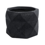 GloboStar® Artificial Garden GENOVA 20726 Επιδαπέδιο Πολυεστερικό Τσιμεντένιο Κασπώ Γλάστρα – Flower Pot Μαύρο Φ40 x Υ30cm