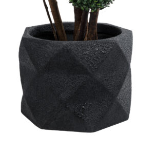 GloboStar® Artificial Garden GENOVA 20726 Επιδαπέδιο Πολυεστερικό Τσιμεντένιο Κασπώ Γλάστρα – Flower Pot Μαύρο Φ40 x Υ30cm