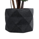 GloboStar® Artificial Garden GENOVA 20726 Επιδαπέδιο Πολυεστερικό Τσιμεντένιο Κασπώ Γλάστρα – Flower Pot Μαύρο Φ40 x Υ30cm