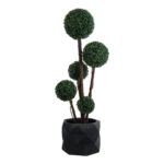 GloboStar® Artificial Garden GENOVA 20726 Επιδαπέδιο Πολυεστερικό Τσιμεντένιο Κασπώ Γλάστρα – Flower Pot Μαύρο Φ40 x Υ30cm