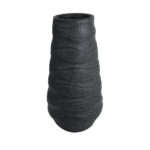 GloboStar® Artificial Garden BOLOGNA 20727 Επιδαπέδιο Πολυεστερικό Τσιμεντένιο Κασπώ Γλάστρα – Flower Pot Μαύρο Φ45 x Υ90cm