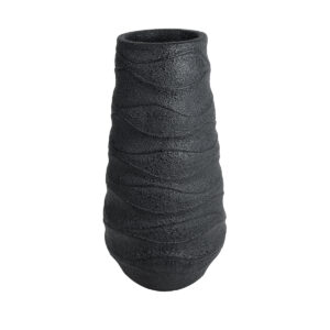 GloboStar® Artificial Garden BOLOGNA 20727 Επιδαπέδιο Πολυεστερικό Τσιμεντένιο Κασπώ Γλάστρα – Flower Pot Μαύρο Φ45 x Υ90cm
