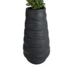 GloboStar® Artificial Garden BOLOGNA 20727 Επιδαπέδιο Πολυεστερικό Τσιμεντένιο Κασπώ Γλάστρα – Flower Pot Μαύρο Φ45 x Υ90cm