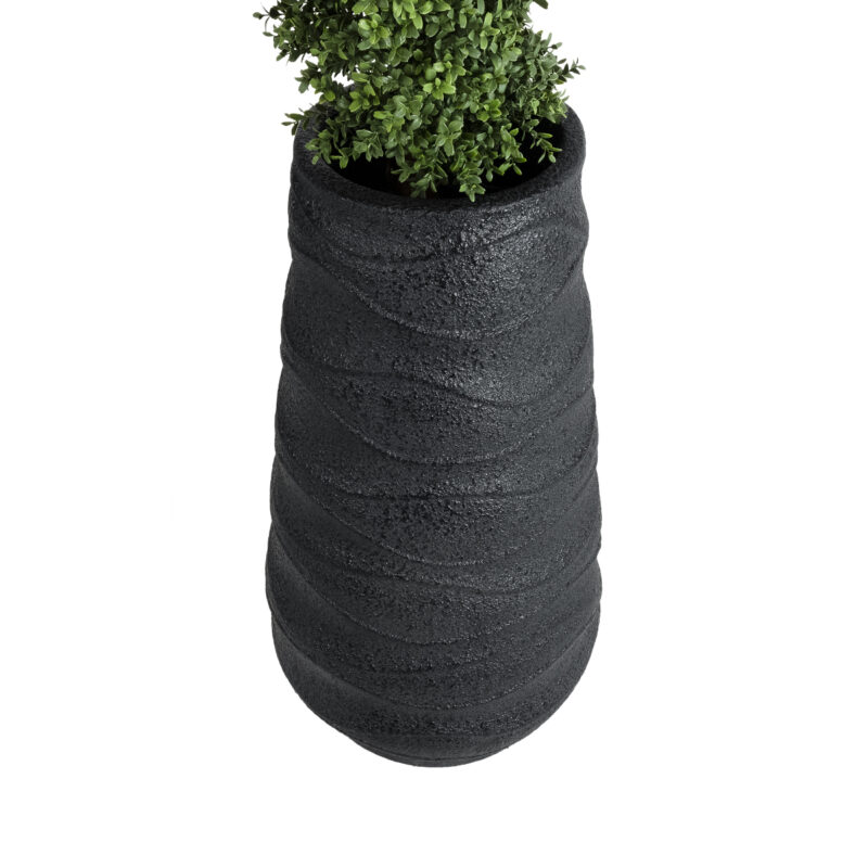 GloboStar® Artificial Garden BOLOGNA 20727 Επιδαπέδιο Πολυεστερικό Τσιμεντένιο Κασπώ Γλάστρα – Flower Pot Μαύρο Φ45 x Υ90cm