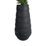 GloboStar® Artificial Garden BOLOGNA 20727 Επιδαπέδιο Πολυεστερικό Τσιμεντένιο Κασπώ Γλάστρα – Flower Pot Μαύρο Φ45 x Υ90cm