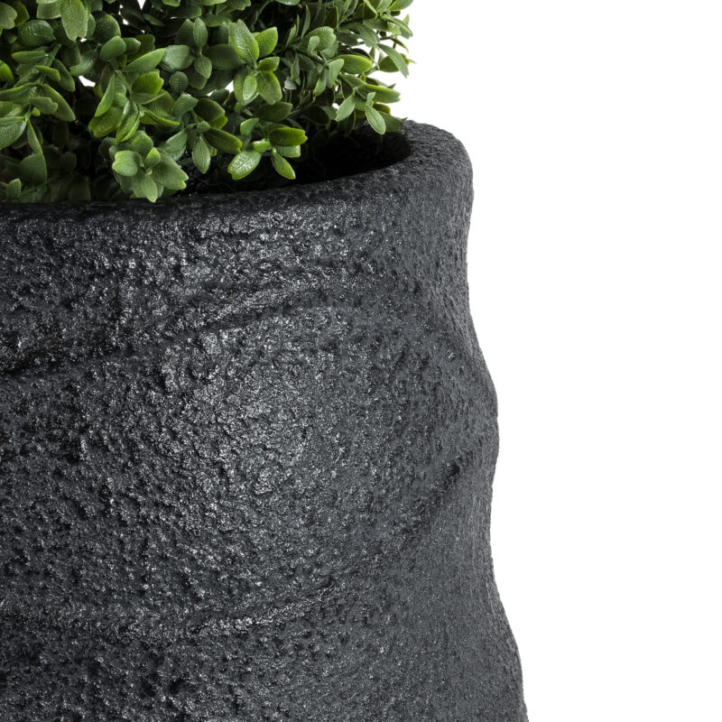 GloboStar® Artificial Garden BOLOGNA 20727 Επιδαπέδιο Πολυεστερικό Τσιμεντένιο Κασπώ Γλάστρα – Flower Pot Μαύρο Φ45 x Υ90cm
