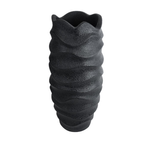 GloboStar® Artificial Garden MONREALE 20728 Επιδαπέδιο Πολυεστερικό Τσιμεντένιο Κασπώ Γλάστρα – Flower Pot Μαύρο Φ50 x Υ110cm