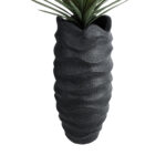 GloboStar® Artificial Garden MONREALE 20728 Επιδαπέδιο Πολυεστερικό Τσιμεντένιο Κασπώ Γλάστρα – Flower Pot Μαύρο Φ50 x Υ110cm